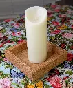 Small table tray oak natural with single candle.webp