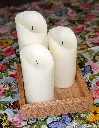 Small table tray oak natural with three candles 2.webp