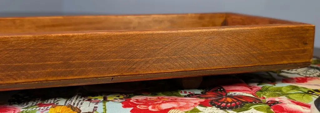 Rustic Long Table Tray Pine Red Mahogany side detail 4.webp