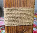 Tealight candle pillar set Pine and Jute Red Mahogany detail 2.webp