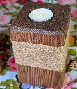 Tealight candle pillar set Pine and Jute Red Mahogany detail 3.webp