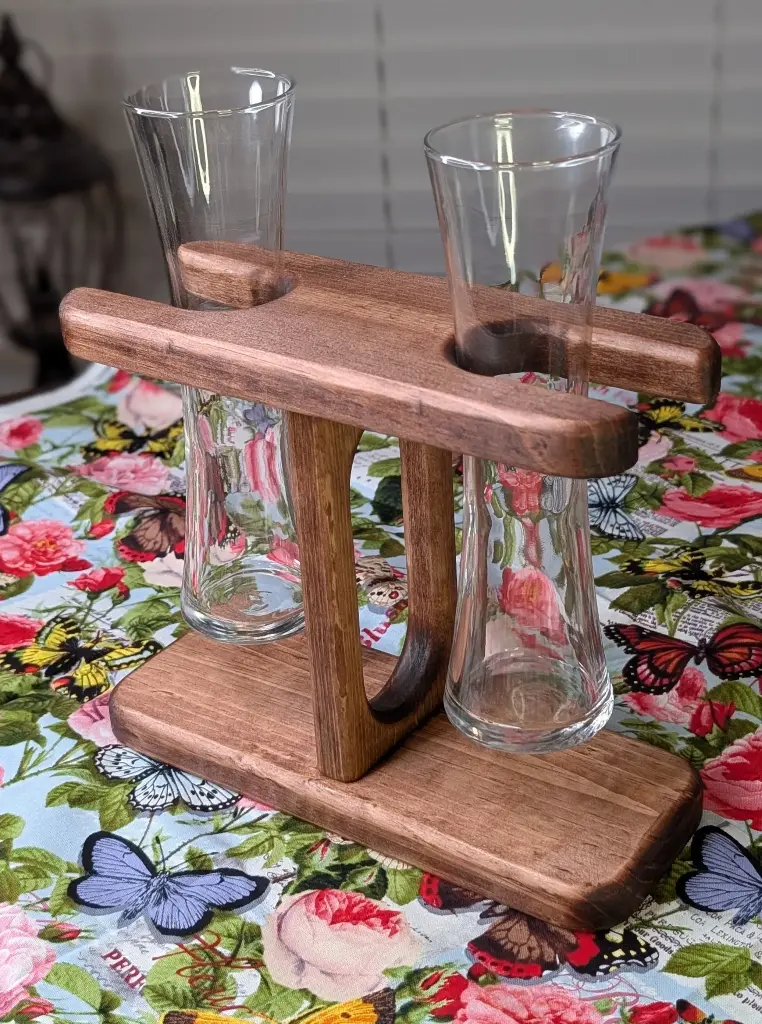 Two of a Kind Sabrina Dual Vase Holder  (Pine, Espresso)